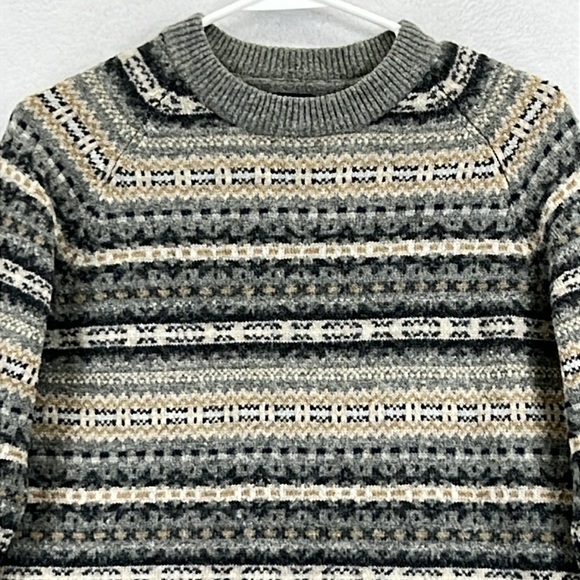 H & M Women’s Pullover Crewneck Sweater Size M Gray/Black/Cream/Tan Wool Blend - Picture 3 of 11